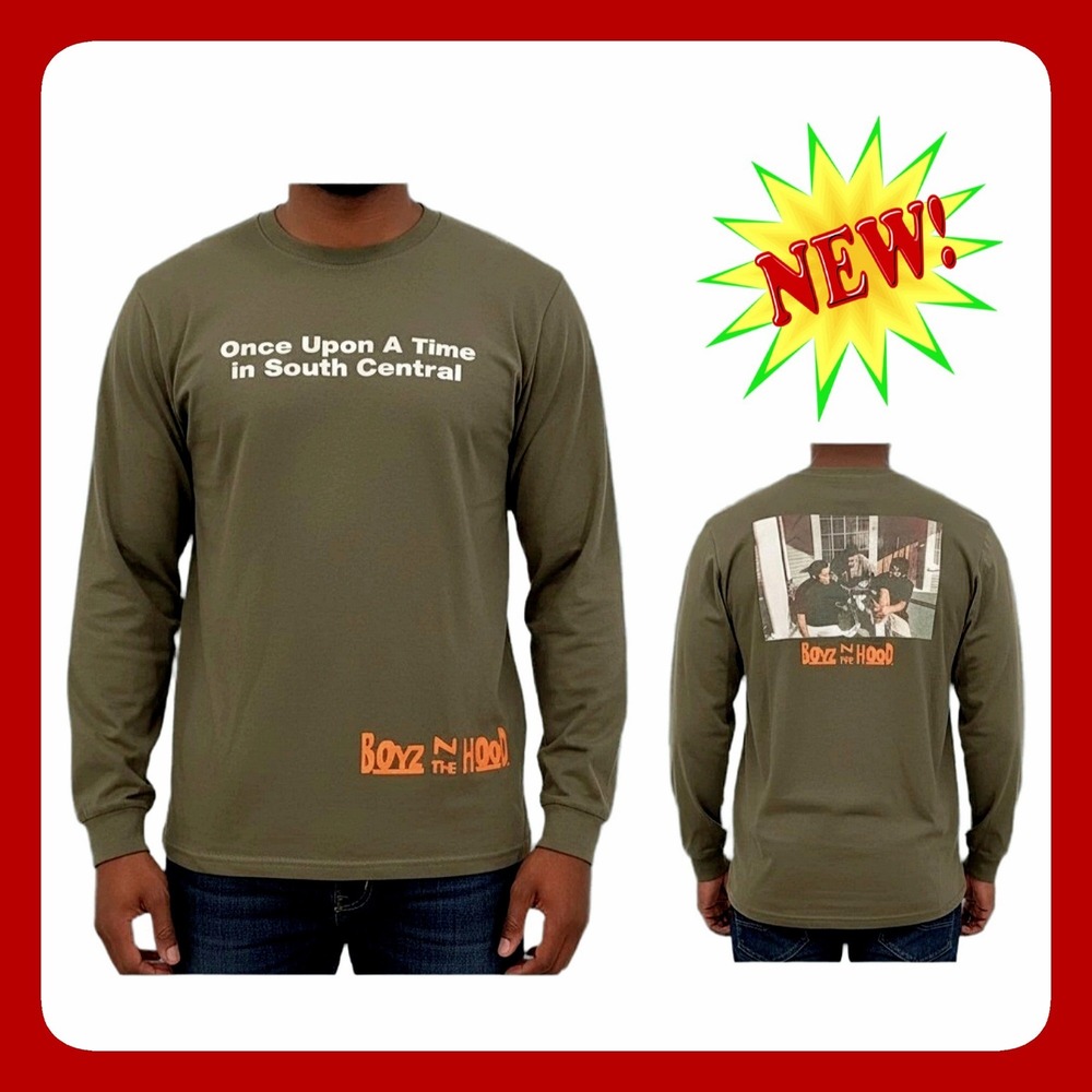 Bioworld Boyz N The Hood Long Sleeve Graphic Tee Men Large Olive NWT Streetwear